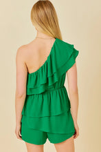 Load image into Gallery viewer, Can&#39;t Be Bothered One Shoulder Green Romper
