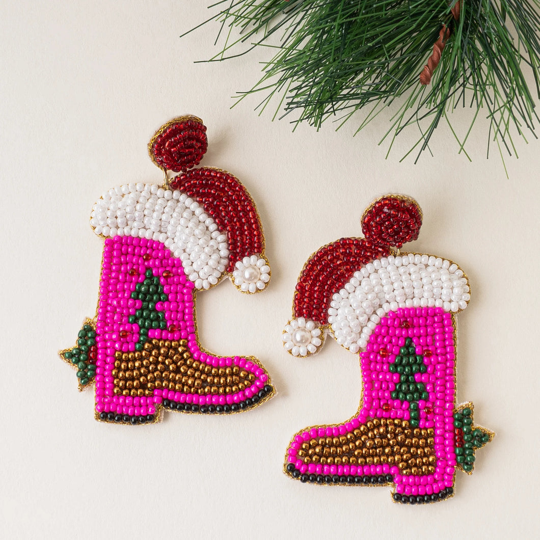 Christmas Western Boot Earring