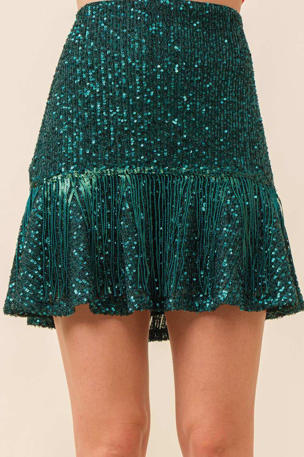 Girl Boss Sequin Fringe Skirt