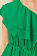 Load image into Gallery viewer, Can&#39;t Be Bothered One Shoulder Green Romper
