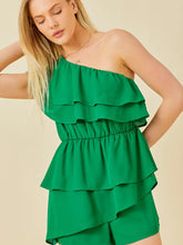 Load image into Gallery viewer, Can&#39;t Be Bothered One Shoulder Green Romper
