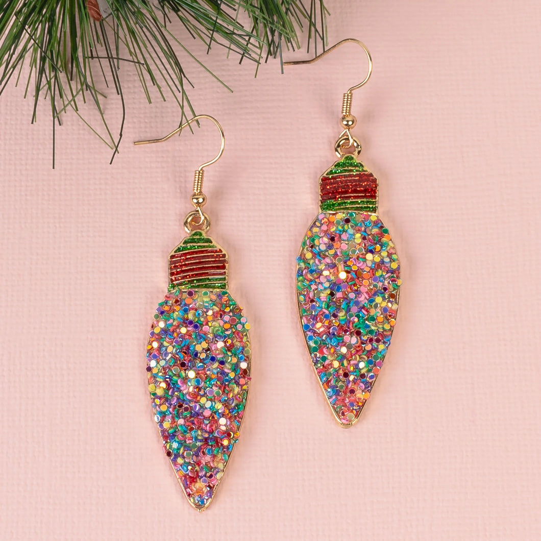 Christmas Light Glitter Earrings