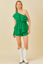 Load image into Gallery viewer, Can&#39;t Be Bothered One Shoulder Green Romper
