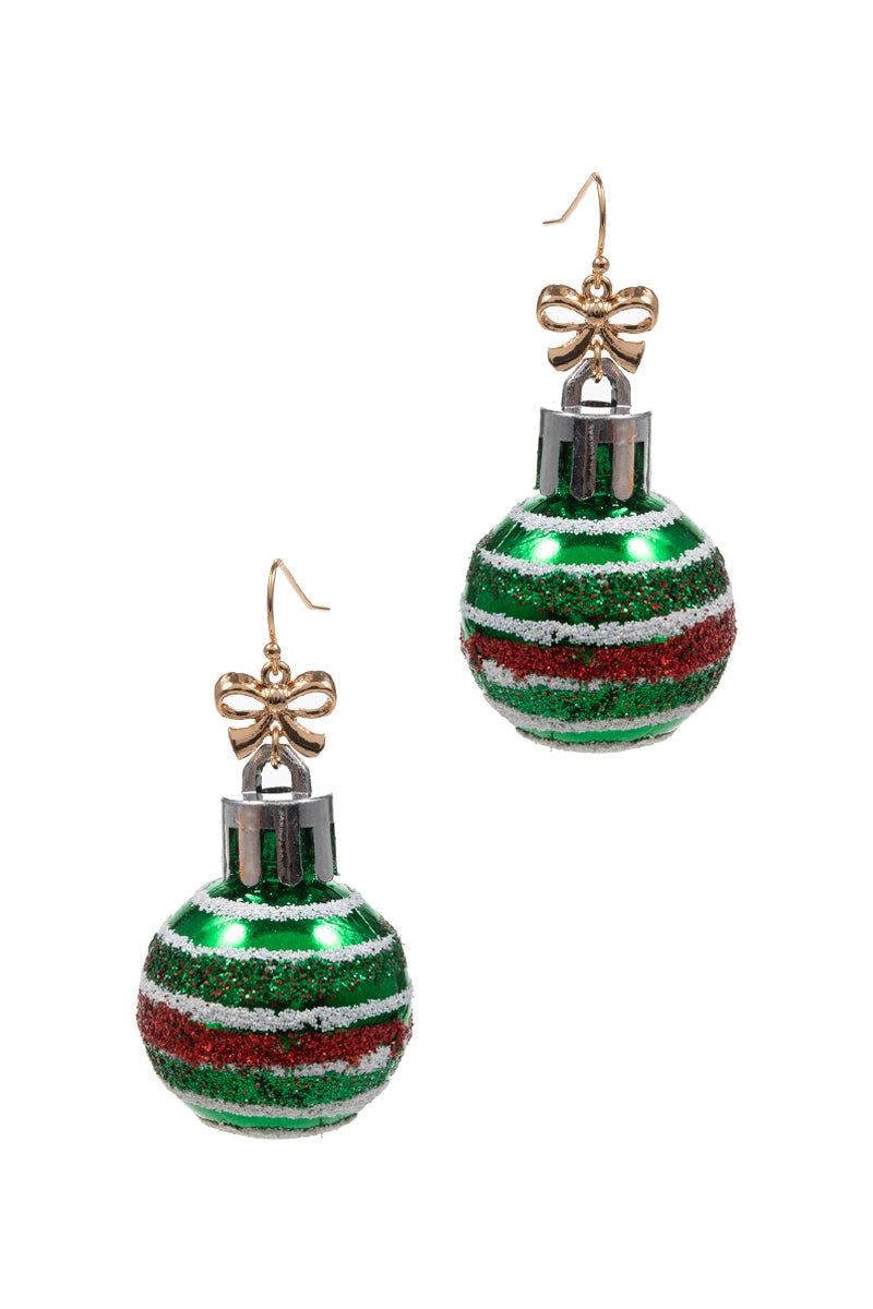 Glitter Christmas Ornament Earrings