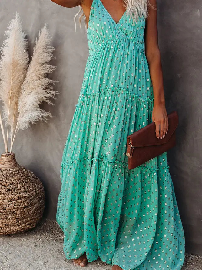 Taste of Summer Aqua Blue Tiered Maxi Dress