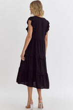 Load image into Gallery viewer, Sunday Morning Black Tiered Midi Dress
