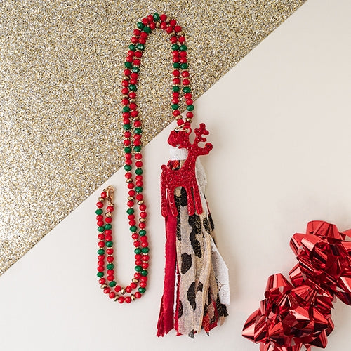 Red Reindeer Tassel Neckace