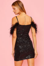 Load image into Gallery viewer, Fairy Lights Sequin &amp; Feather Dress
