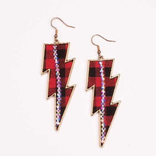 Plaid Lightning Bolt Earring