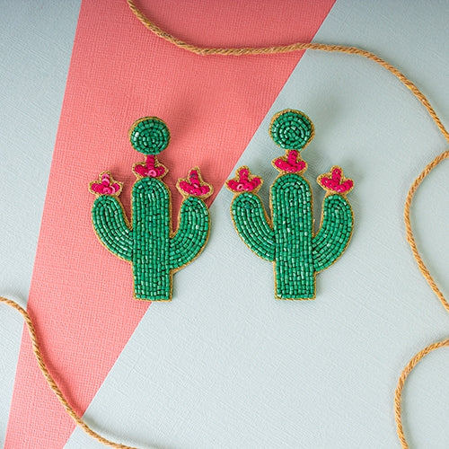 Beaded Cactus Earring