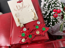 Load image into Gallery viewer, Red Glitter Christmas Tree Earrings
