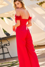 Load image into Gallery viewer, The Last Rose Feather Trim Jumpsuit
