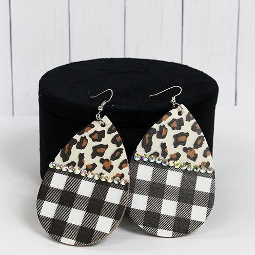 Plaid & Leopard Print Earring