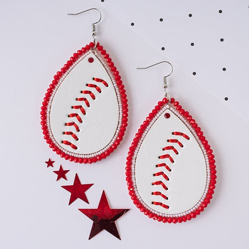 Beaded Baseball Earrings