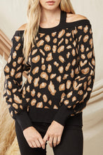 Load image into Gallery viewer, Cheetah Cold Shoulder Sweater
