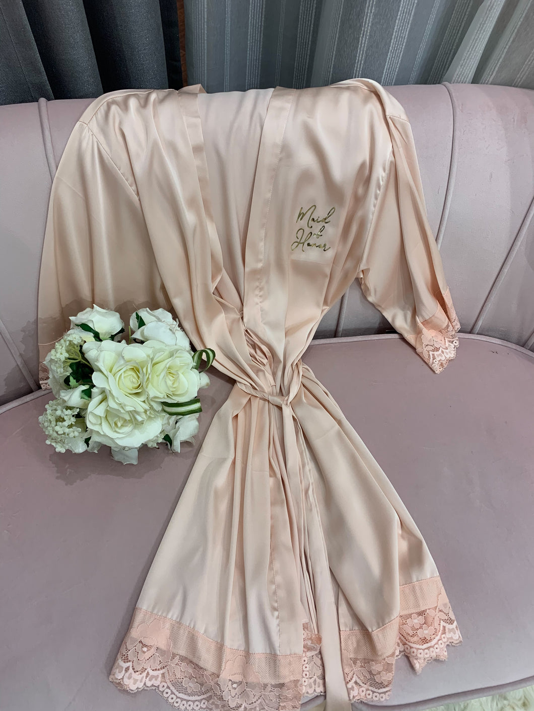 Maid of Honor Satin Lace Robe