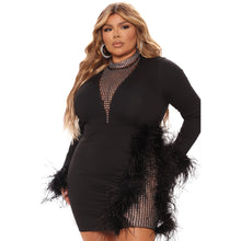 Load image into Gallery viewer, No Limits Plus Size Sequin &amp; Fur Trim Cocktail Dress
